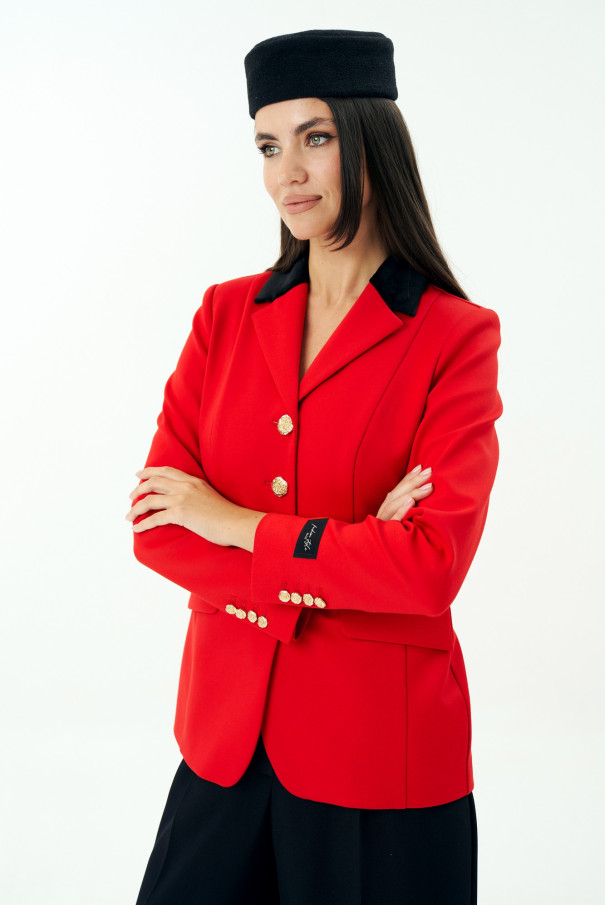 Красный приталенный жакет (пиджак) URS / ЮРС