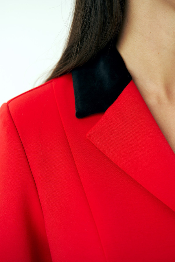 Красный приталенный жакет (пиджак) URS / ЮРС