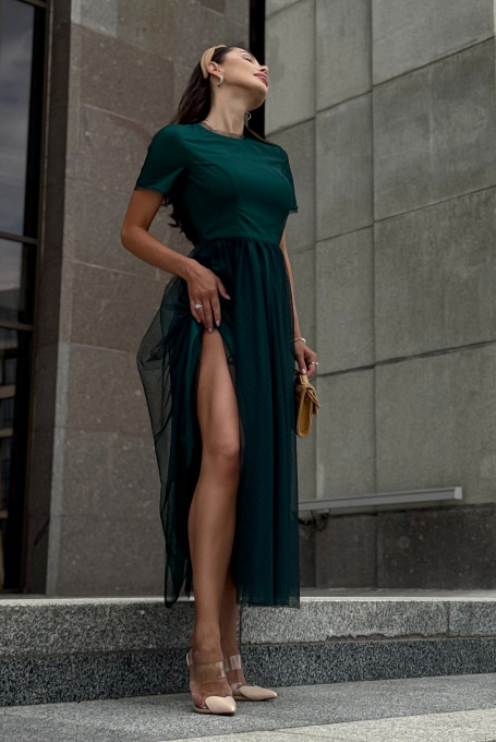 Платье женское нарядное из фатина, миди 25-578-1