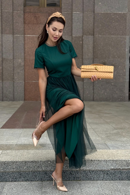 Платье женское нарядное из фатина, миди 25-578-1