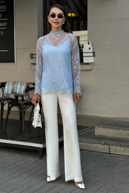 Нарядная блузка женская из гипюра с топом 25-580-1