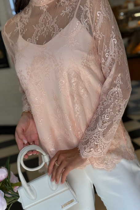 Блузка женская нарядная из гипюра с топом 25-580-2