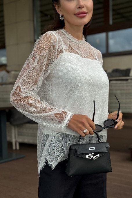 Гипюровая блузка с топом женская нарядная 25-581-1