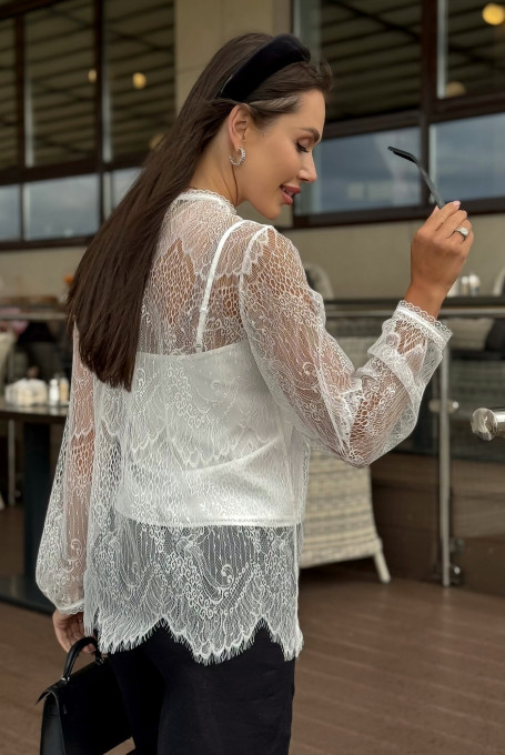 Гипюровая блузка с топом женская нарядная 25-581-1