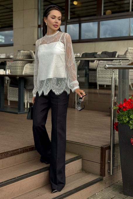 Гипюровая блузка с топом женская нарядная 25-581-1