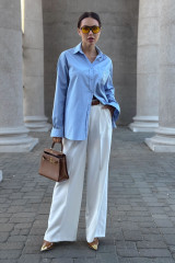 Голубая женская рубашка с вышивкой URS / ЮРС