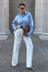 Голубая женская рубашка с вышивкой URS / ЮРС