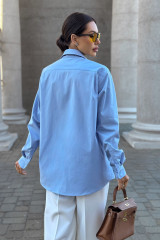 Голубая женская рубашка с вышивкой URS / ЮРС