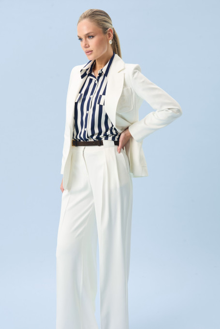 Рубашка в полоску женская синяя с белым 25-589-1