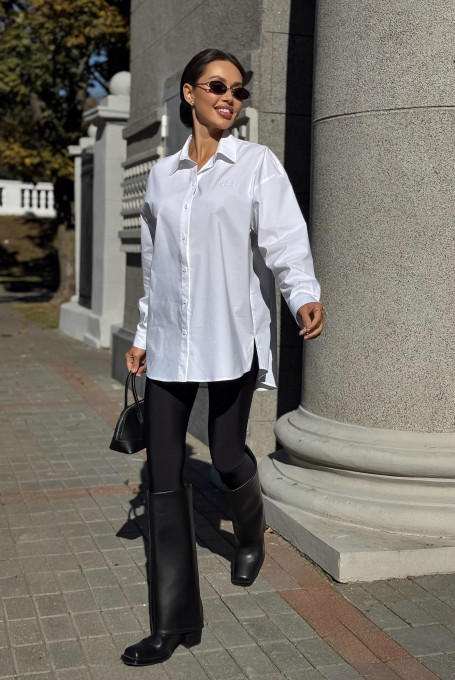 Рубашка женская белая удлиненная 25-591-1