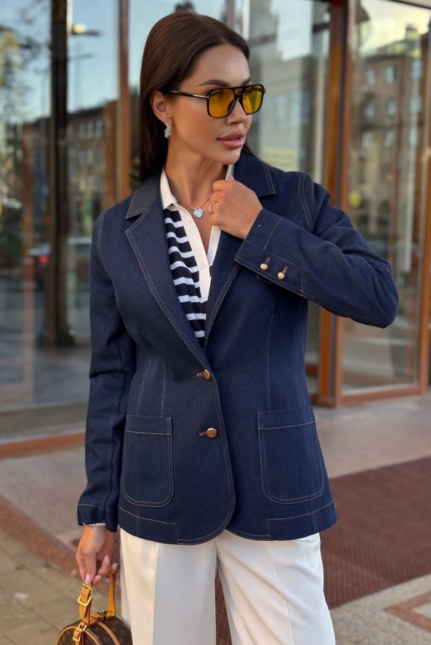 Джинсовый пиджак женский URS ЮРС синий