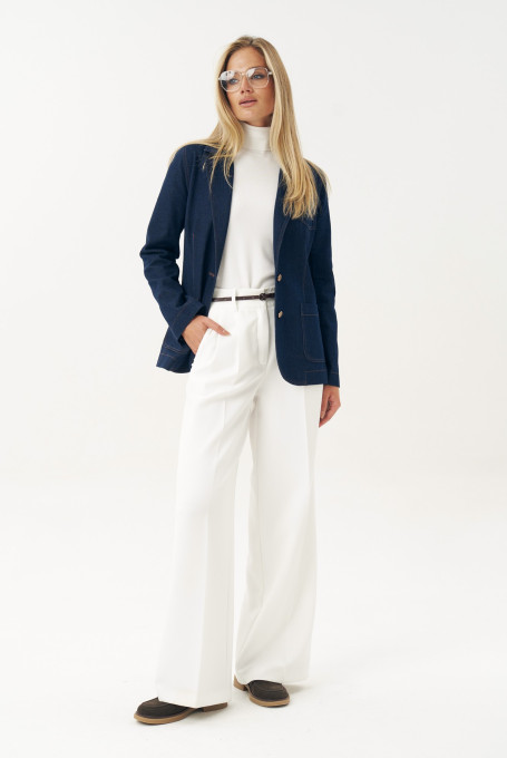 Темно-синий джинсовый жакет женский 25-599-1