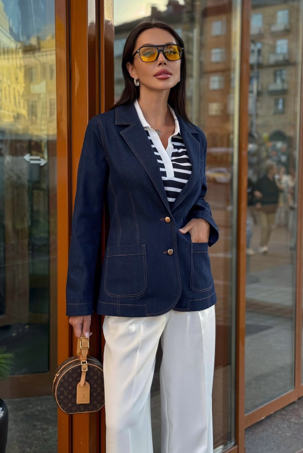 Джинсовый пиджак женский URS ЮРС синий