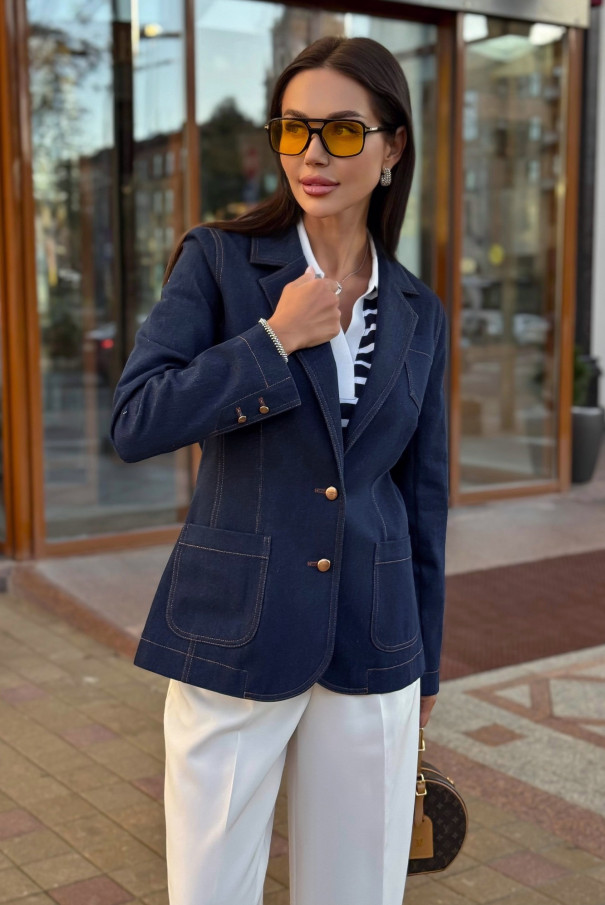 Джинсовый пиджак женский URS ЮРС синий