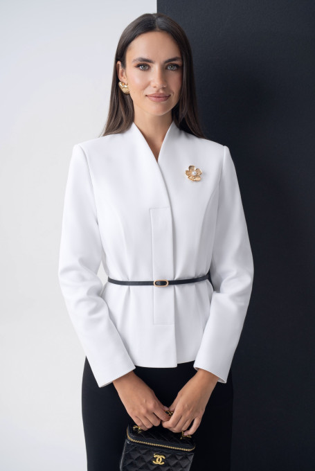 Деловой женский костюм с пиджаком и юбкой 25-606-1