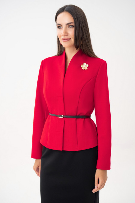 Элегантный женский костюм с юбкой красный 25-606-2