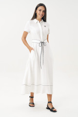 Белое льняное платье-рубашка URS - ЮРС в морском стиле