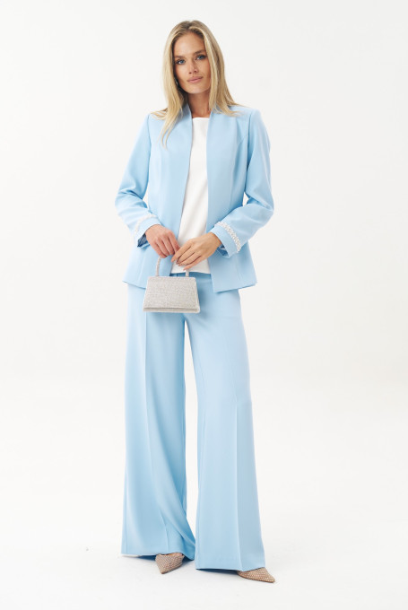 Голубой брючный костюм женский праздничный 25-614-1
