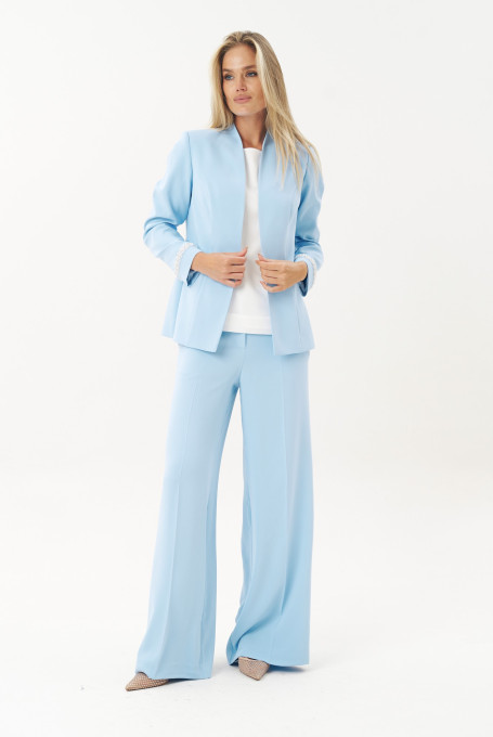 Голубой брючный костюм женский праздничный 25-614-1