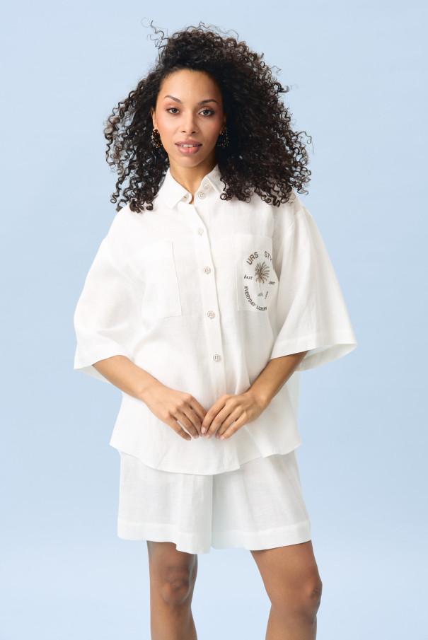 Костюм с шортами белый для лета URS / ЮРС