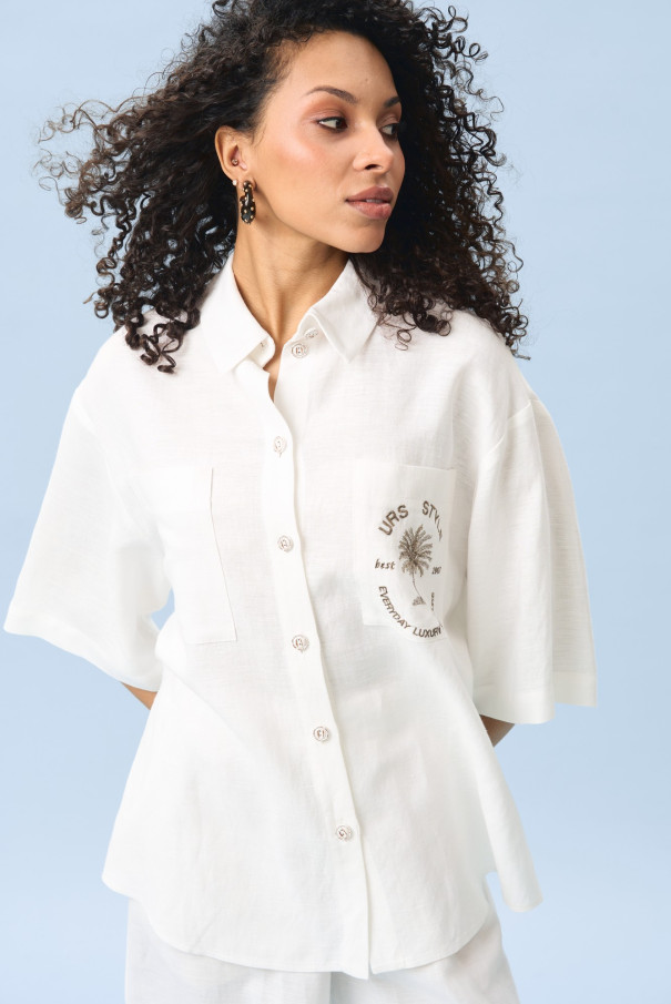 Костюм с шортами белый для лета URS / ЮРС