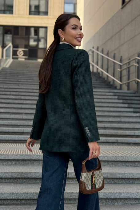 Жакет (пиджак) женский зелёный гусиная лапка  25-621-1