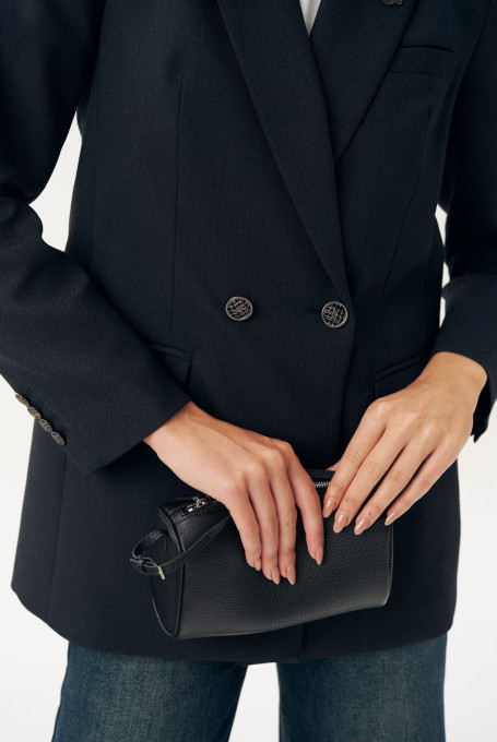 Жакет женский шерстяной приталенный тёмно-серый 25-621-2