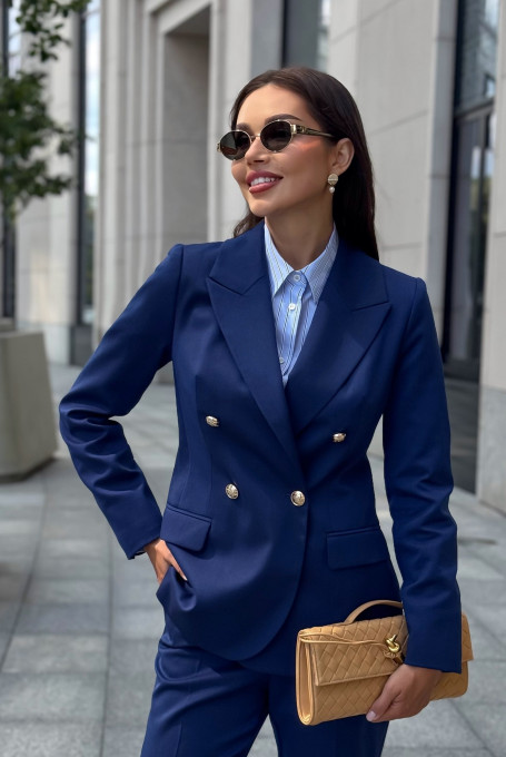 Жакет (пиджак) женский приталенный синий классический 25-622-1