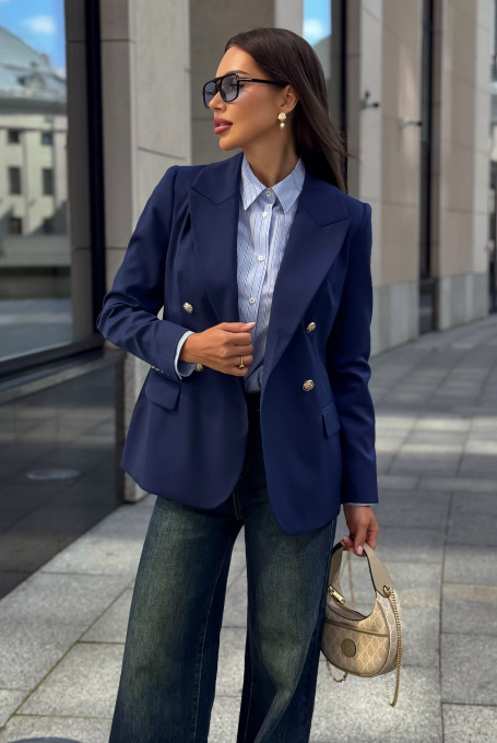 Жакет (пиджак) женский приталенный синий классический 25-622-1