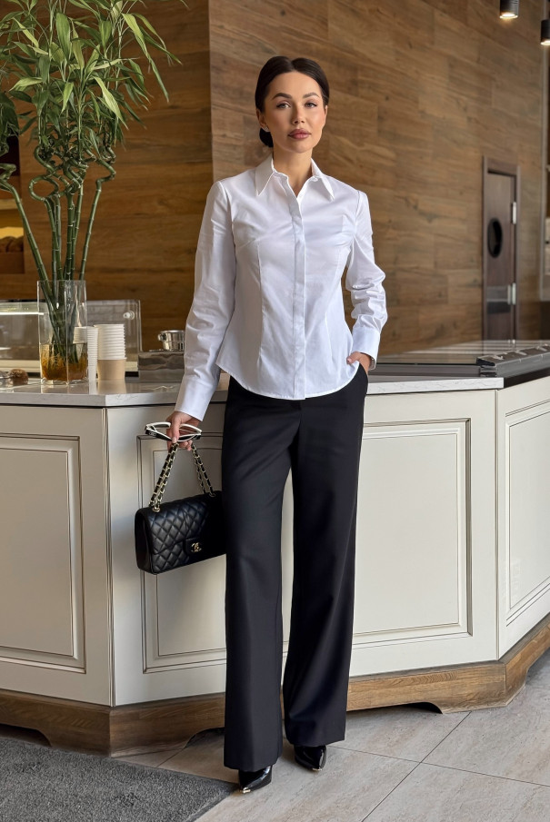 Рубашка женская белая URS | Блузка ЮРС офисная стильная