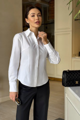 Рубашка женская белая URS | Блузка ЮРС офисная стильная