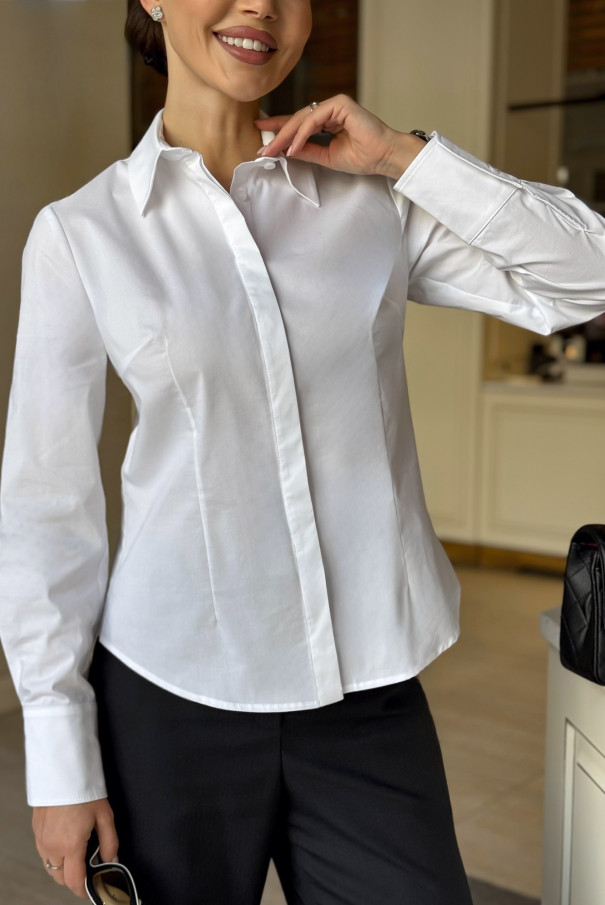 Рубашка женская белая URS | Блузка ЮРС офисная стильная