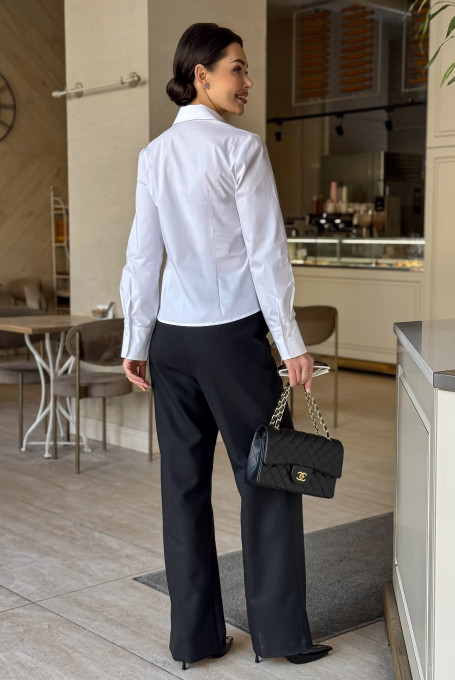 Белая приталенная рубашка женская офисная 25-634-1