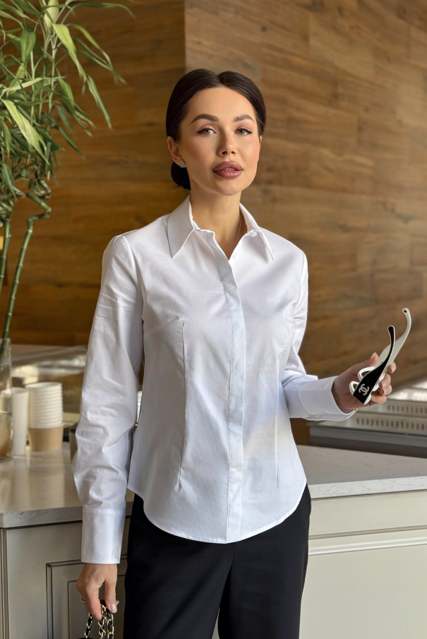 Рубашка женская белая URS | Блузка ЮРС офисная стильная
