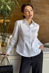 Рубашка женская белая URS | Блузка ЮРС офисная стильная