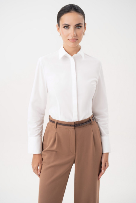 Белая приталенная рубашка женская офисная 25-634-1