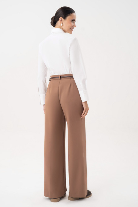 Белая приталенная рубашка женская офисная 25-634-1