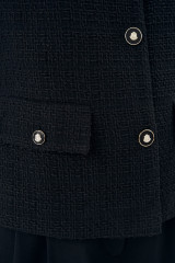 Черный твидовый жакет (пиджак) с брошью Rose URS / ЮРС классический стиль