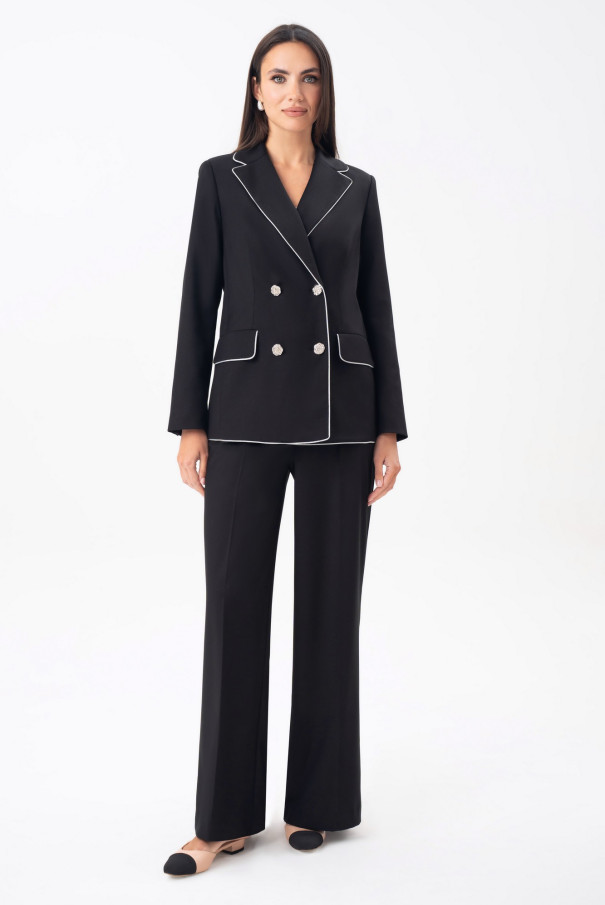 Стильный женский брючный костюм черный URS / ЮРС