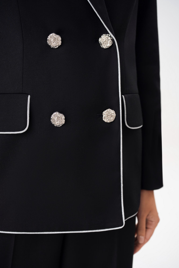 Стильный женский брючный костюм черный URS / ЮРС