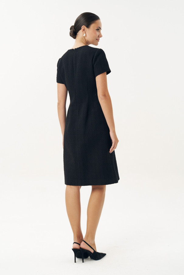 Платье твидовое черное миди трапеция URS / ЮРС