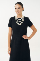 Платье твидовое черное миди трапеция URS / ЮРС