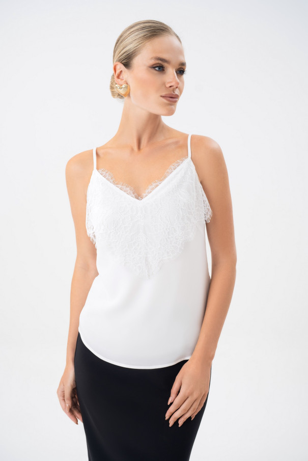 Белый кружевной топ URS | Топ женский ЮРС