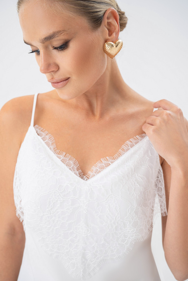 Белый кружевной топ URS | Топ женский ЮРС