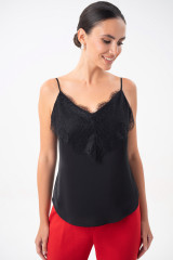 Черный кружевной топ на бретелях URS | ЮРС