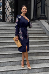 Синее женское платье с вышивкой URS / ЮРС