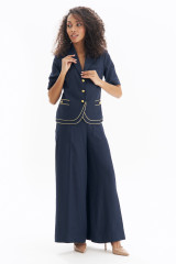 Синий льняной костюм с брюками URS / ЮРС