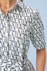 Хлопковое платье в морском стиле с поясом URS / ЮРС