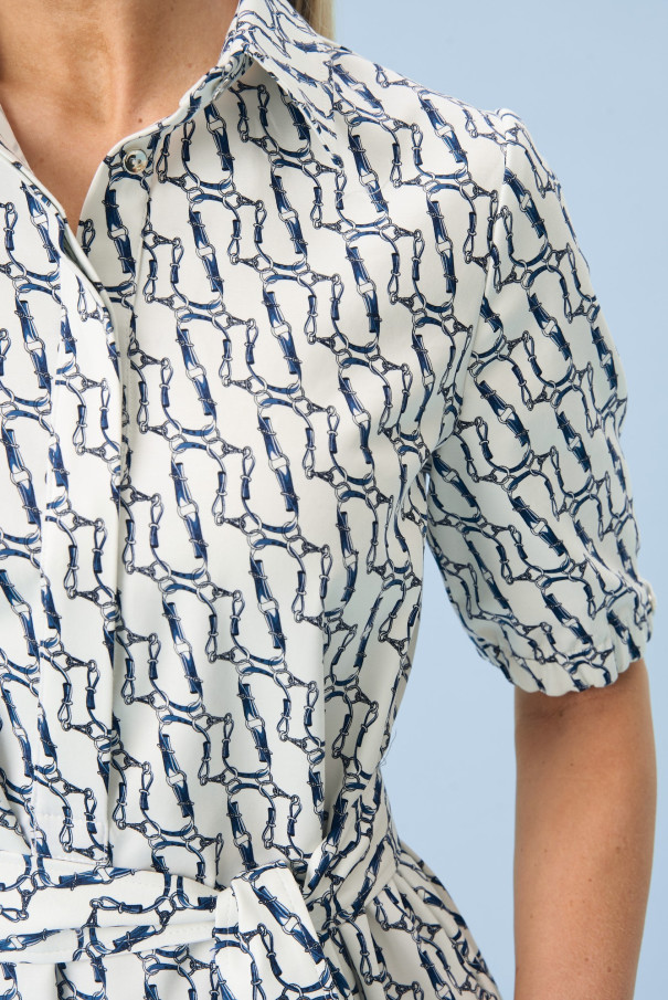 Хлопковое платье в морском стиле с поясом URS / ЮРС