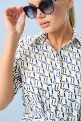 Хлопковое платье в морском стиле с поясом URS / ЮРС